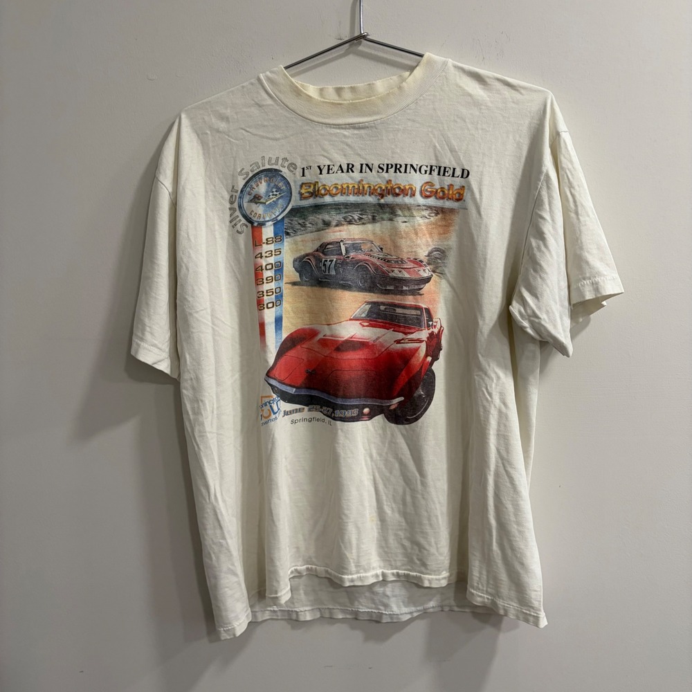 Vintage 1993 Bloomington Gold Corvette T-Shirt Oneita Power-T Single Stitch